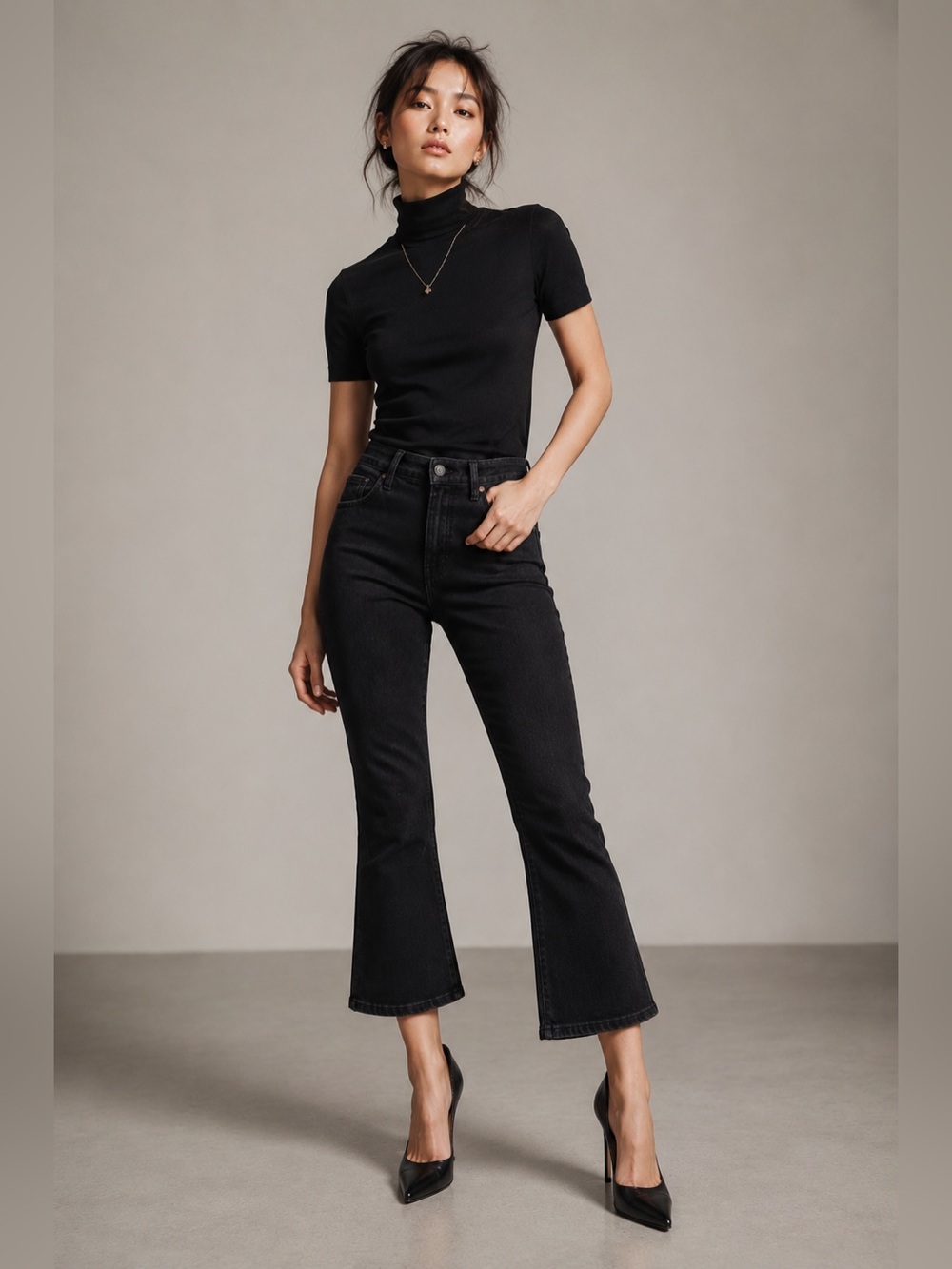 Madewell Petite Mid-Rise Kick Out Crop Jeans Black Wash Size 30P